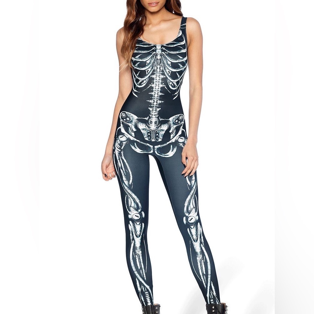 Black Milk Clothing Mechanical Bone Catsuit 2.0 size M